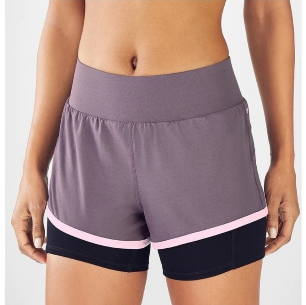 XXS Fabletics Olesia Running Shorts Shadow/Petal/Black